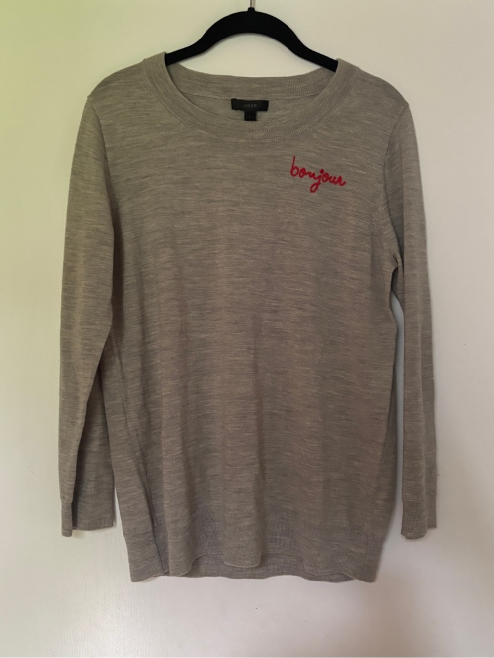 Jcrew 'bonjour' Embroidered Sweater